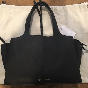 Celine Trifold Tote Black matte leather New